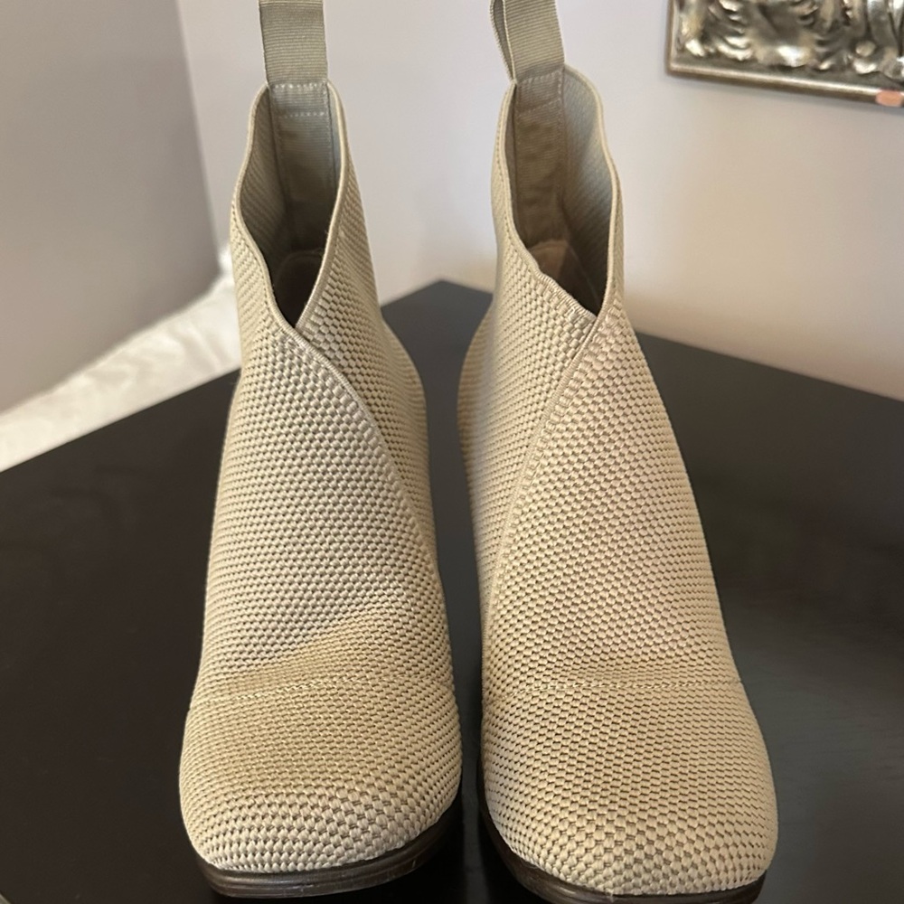 CHARLESTON SHOE CO. Woven Beige Ankle Booties